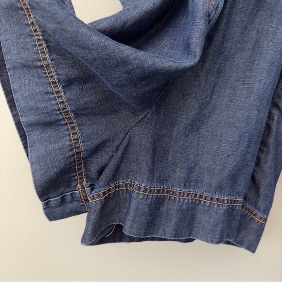 Pilcro and the Letterpress Denim Shorts Romper Wrap Tie Anthropologie Jean Blue - Picture 3 of 5